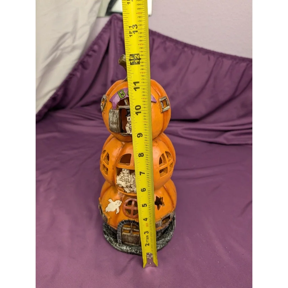 Vintage Halloween Jack-O-Lantern Pumpkin Stack LED Flashing Light Molded Y2K 12